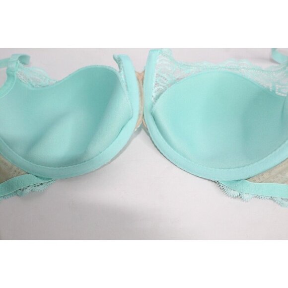 Victoria Secret Very Sexy 38D Boho Robin Egg Blue Cream Lace Padded Push Up Bra - Picture 12 of 14